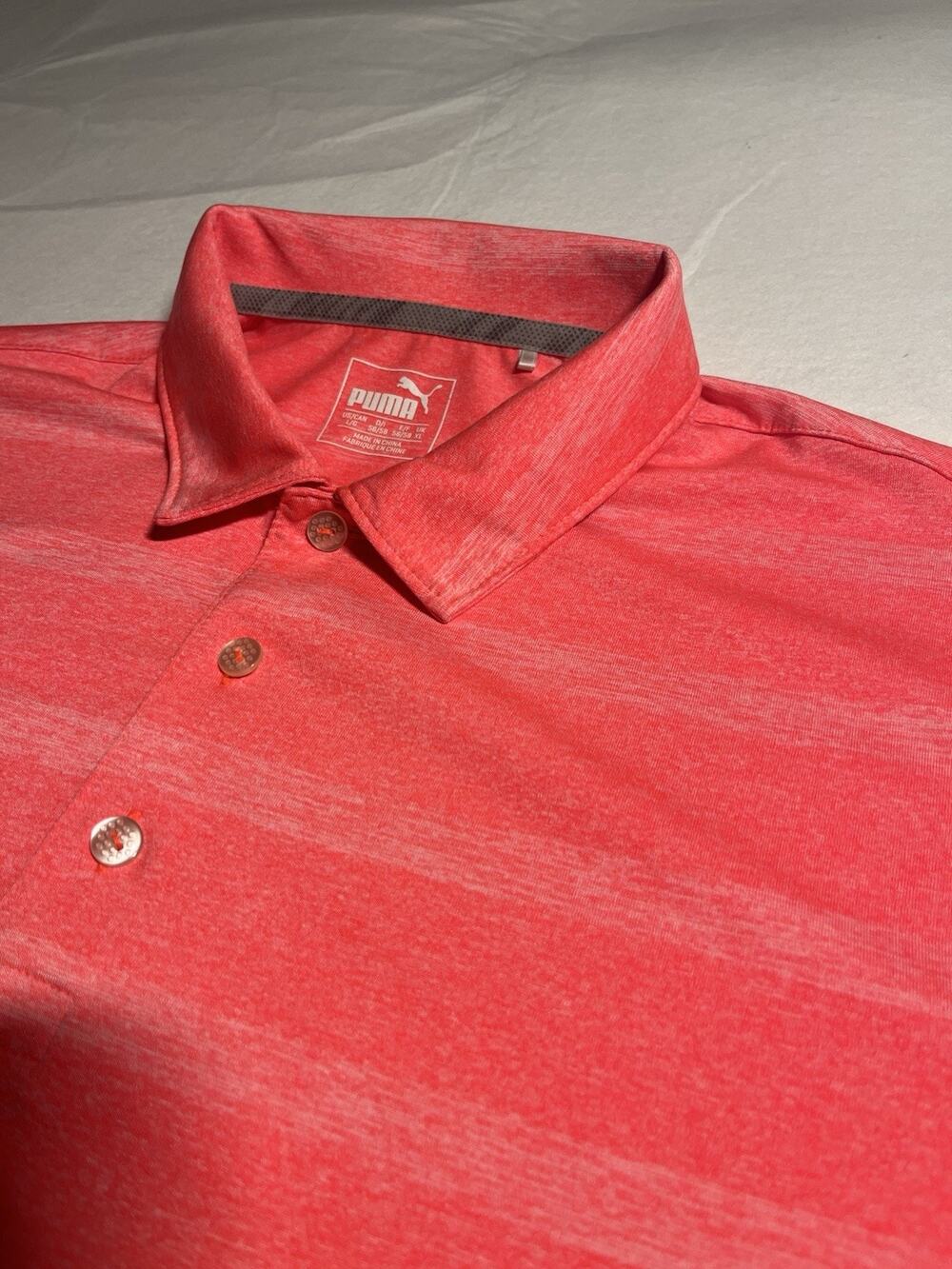PUMA Golf Polo Men’s XL 56/58 Red Heather Striped Performance Short Sleeve